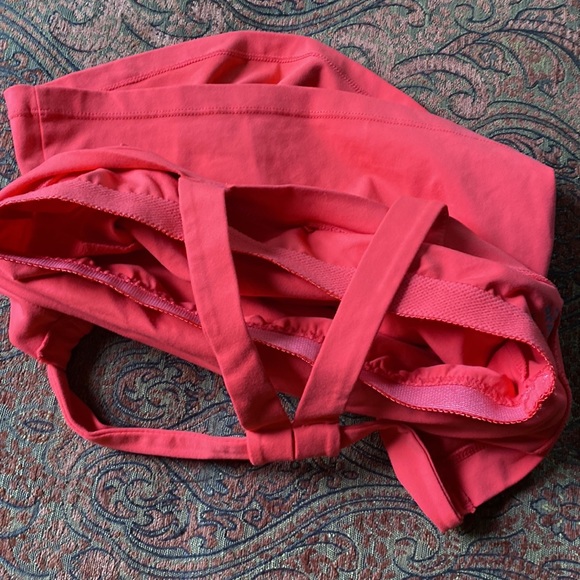 PrAna women’s tank top shelf bra yoga top bright coral salmon orange pink medium - Picture 7 of 8